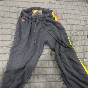 Gray Joggers with Rainbow Stripe